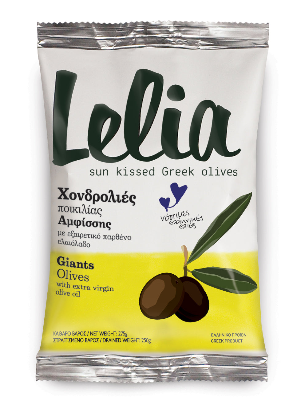 Giant "Amfissa" olives in olive oil LELIA 250gr