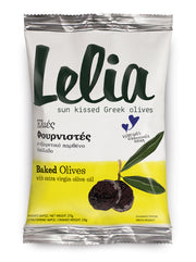 Ugnbakade svarta amfissaoliver i olivolja LELIA 250gr
