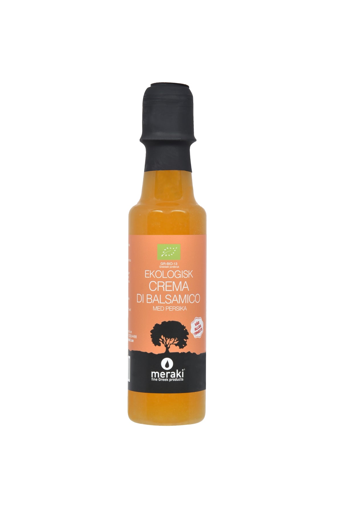 Ekologisk crema di balsamico med persika MERAKI 200 ml petflaska