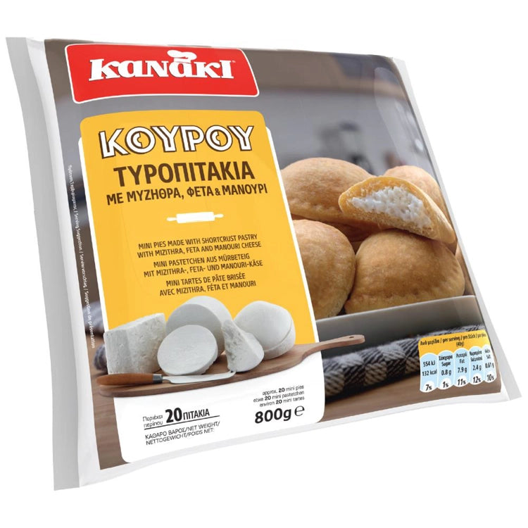 Små pajer med smördeg och myzithra- och manourost KANAKI 800g