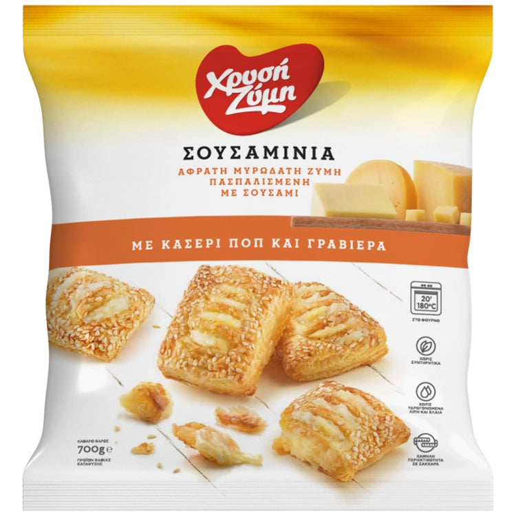 Minismördegspiroger med sesam, kaseri och gravieraost CHRISI ZIMI 700g