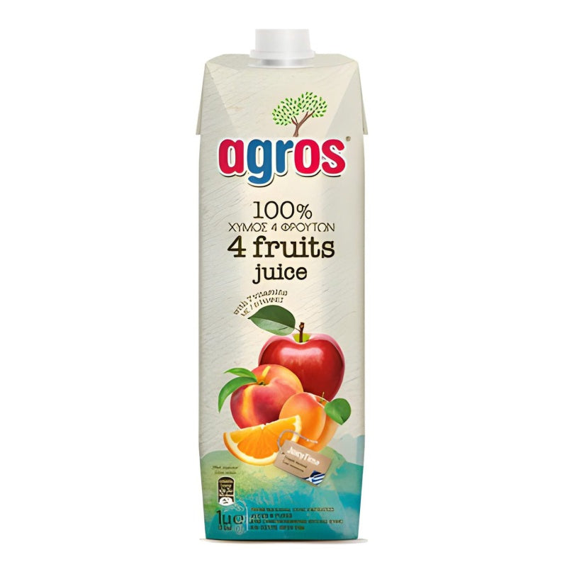 Juice från apelsiner, äpplen, aprikoser och persikor AGROS 1l