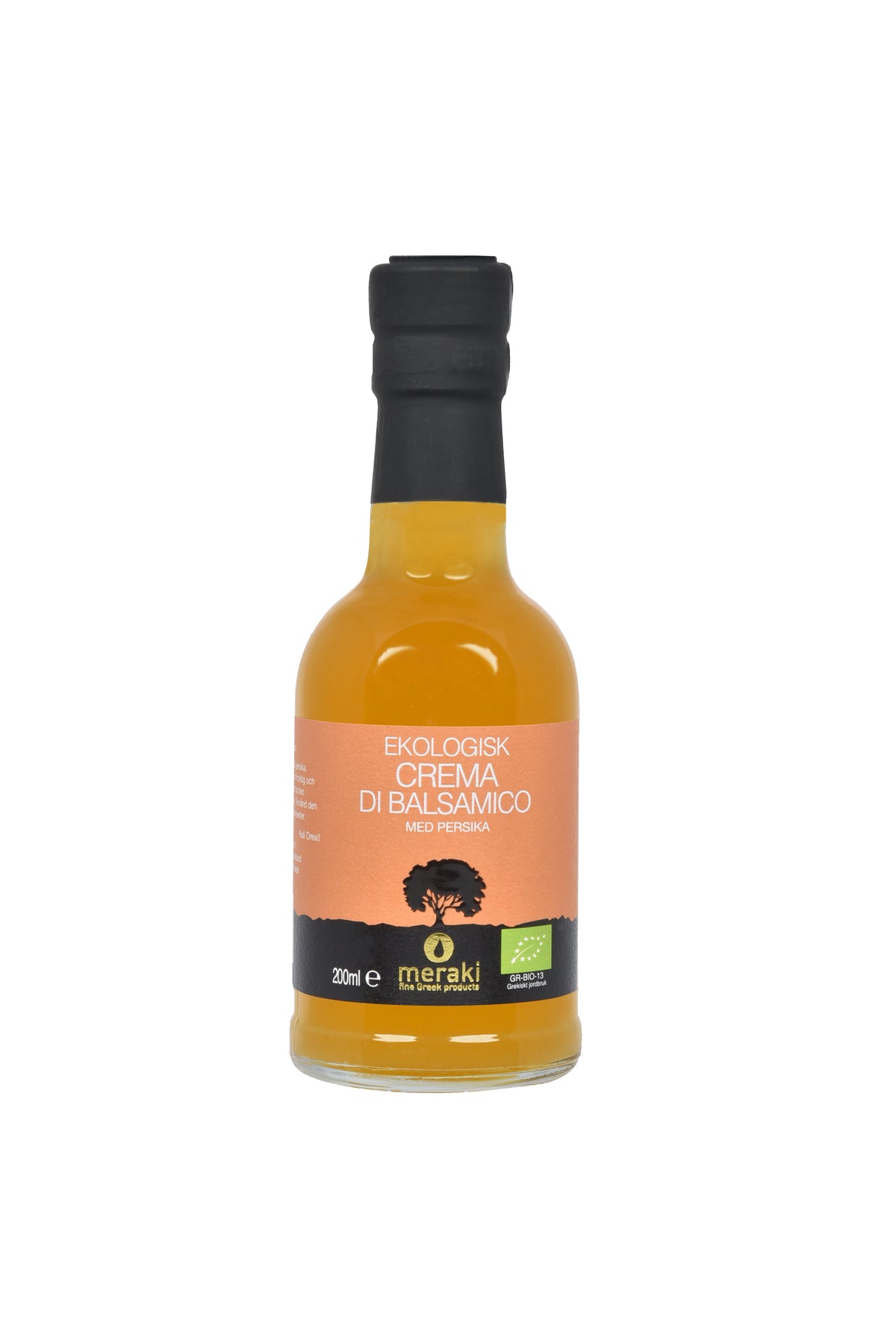 Organic crema di balsamico with peach MERAKI 200ml glass bottle