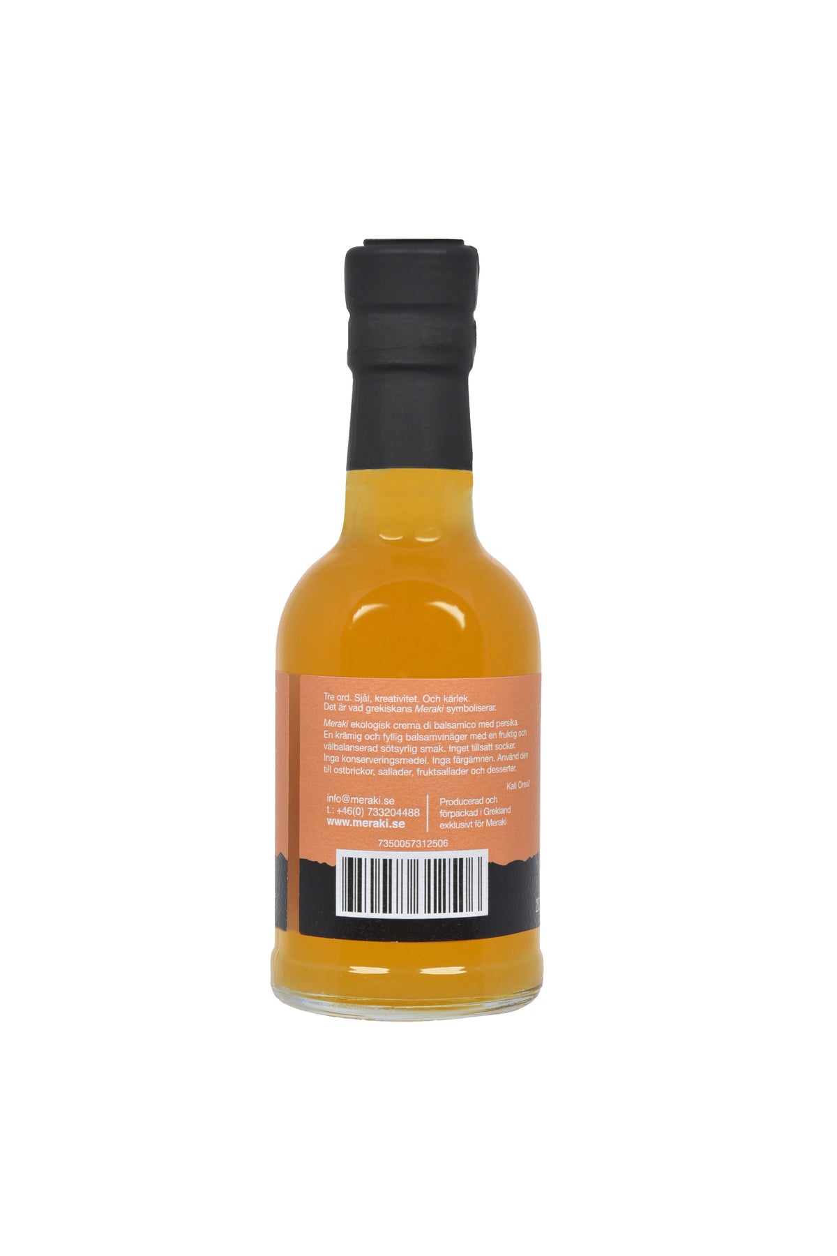 Organic crema di balsamico with peach MERAKI 200ml glass bottle