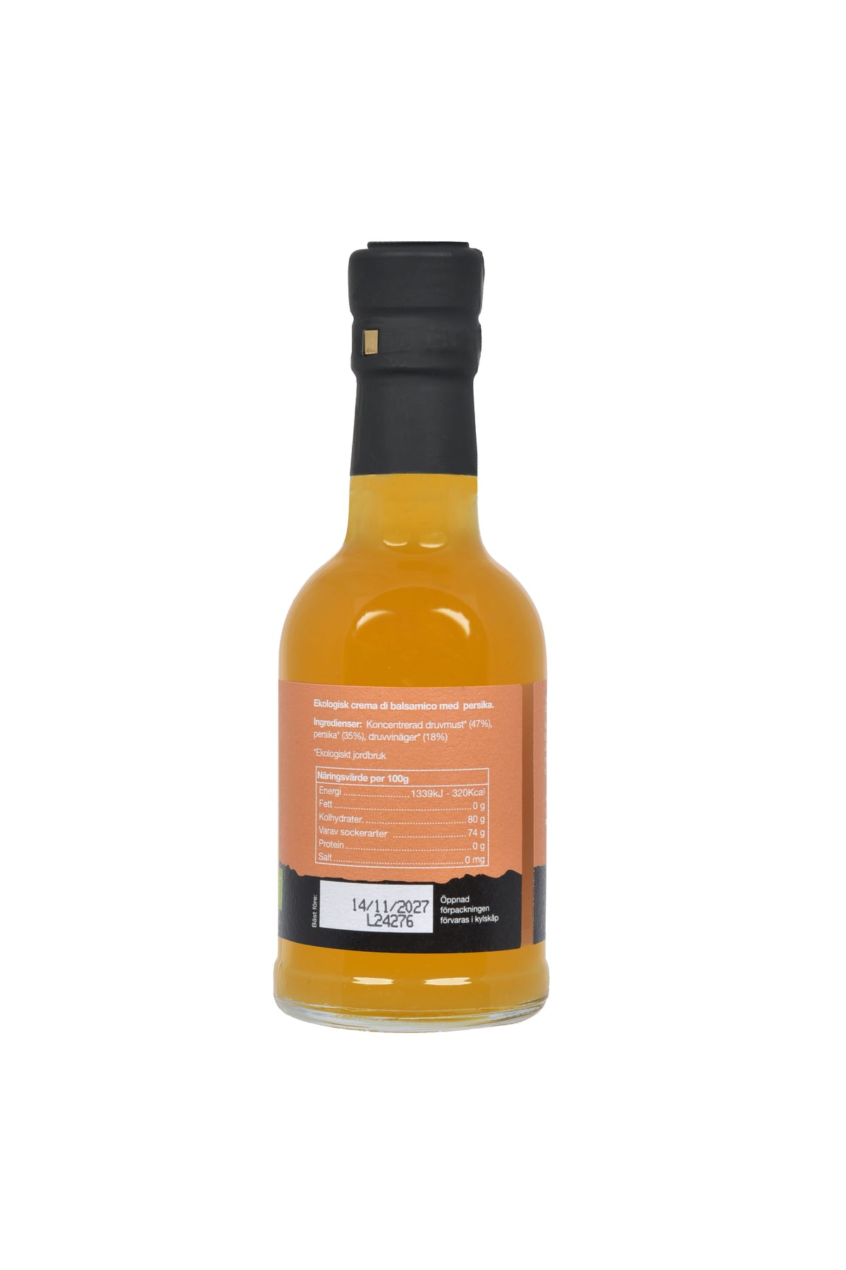 Ekologisk crema di balsamico med persika MERAKI 200 ml glasflaska