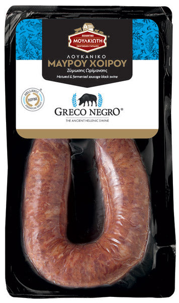 Korv av svart gris "Greco nero" 230g MOULKIOTIS