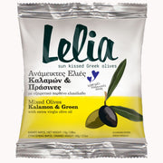Olivmix med gröna och svarta oliver (med kärnor) i olivolja LELIA 100g